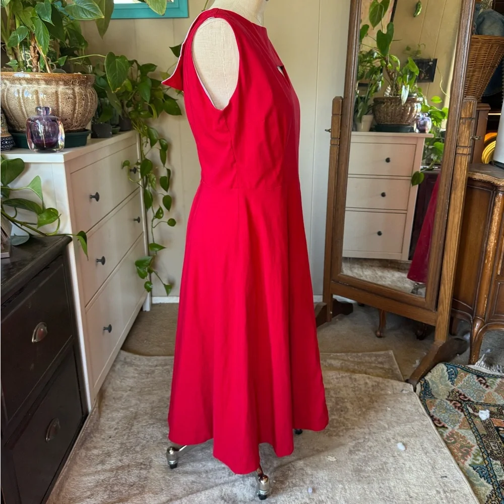 Tatyana Retro Red Swing Pinup Style Cutout Dress, plus size 2X - Picture 8 of 12